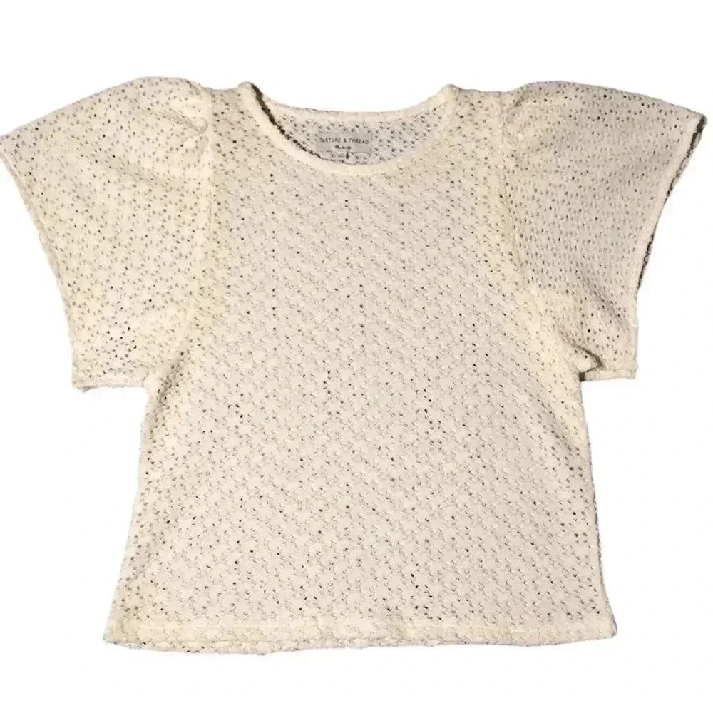 Madewell Texture & Thread Eyelet Flutter Sleeve T… - image 5